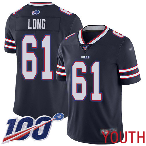 Youth Buffalo Bills #61 Spencer Long Limited Navy Blue Inverted Legend 100th Season NFL Jersey